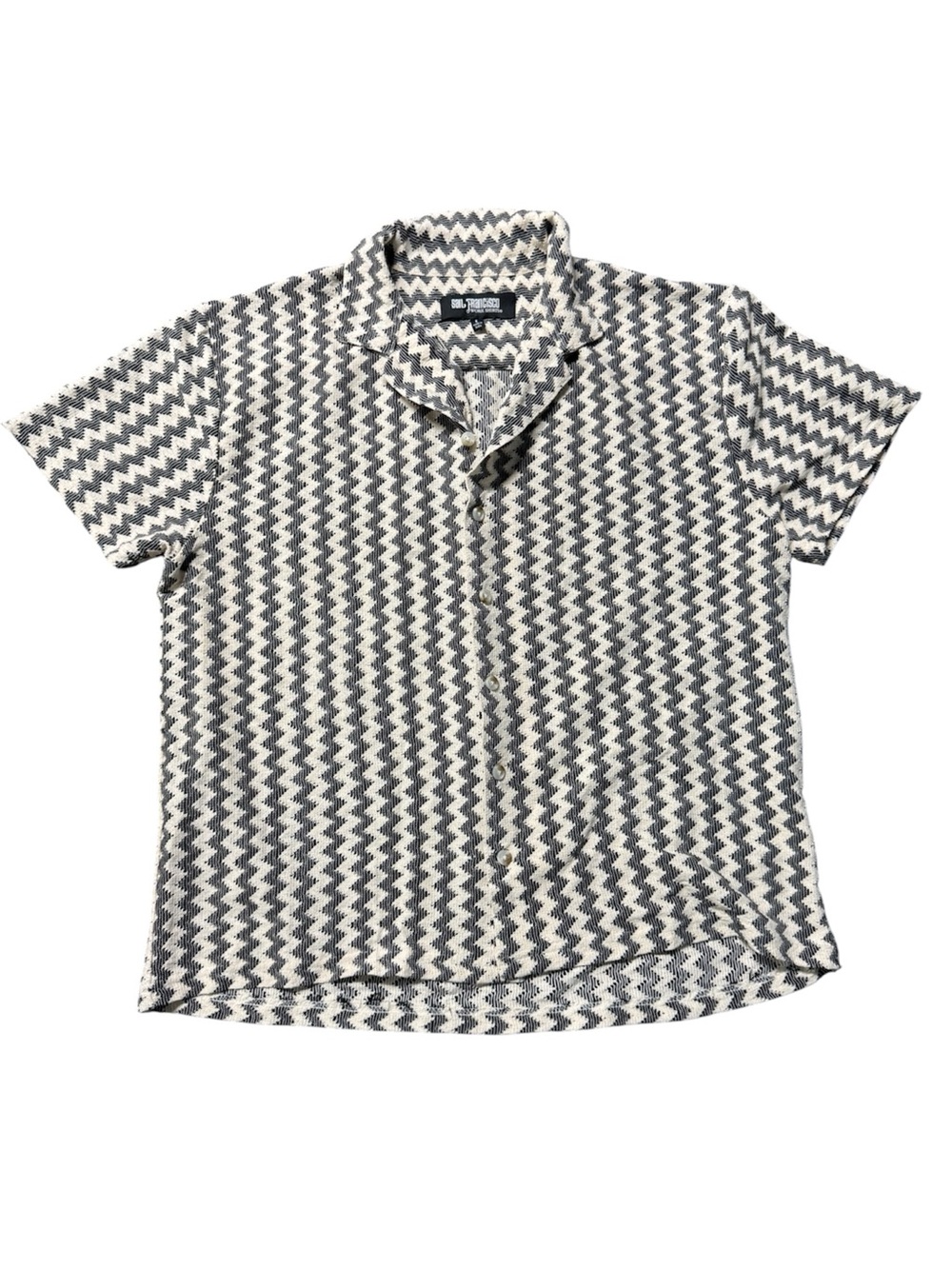 San Francisco Work Shirts Men’s Large Zig Zag Button Shirt Black White